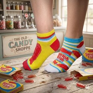 Swedish Fish Novelty  2 Pack Ankle Socks One Size Fits Most Funny snack Candy